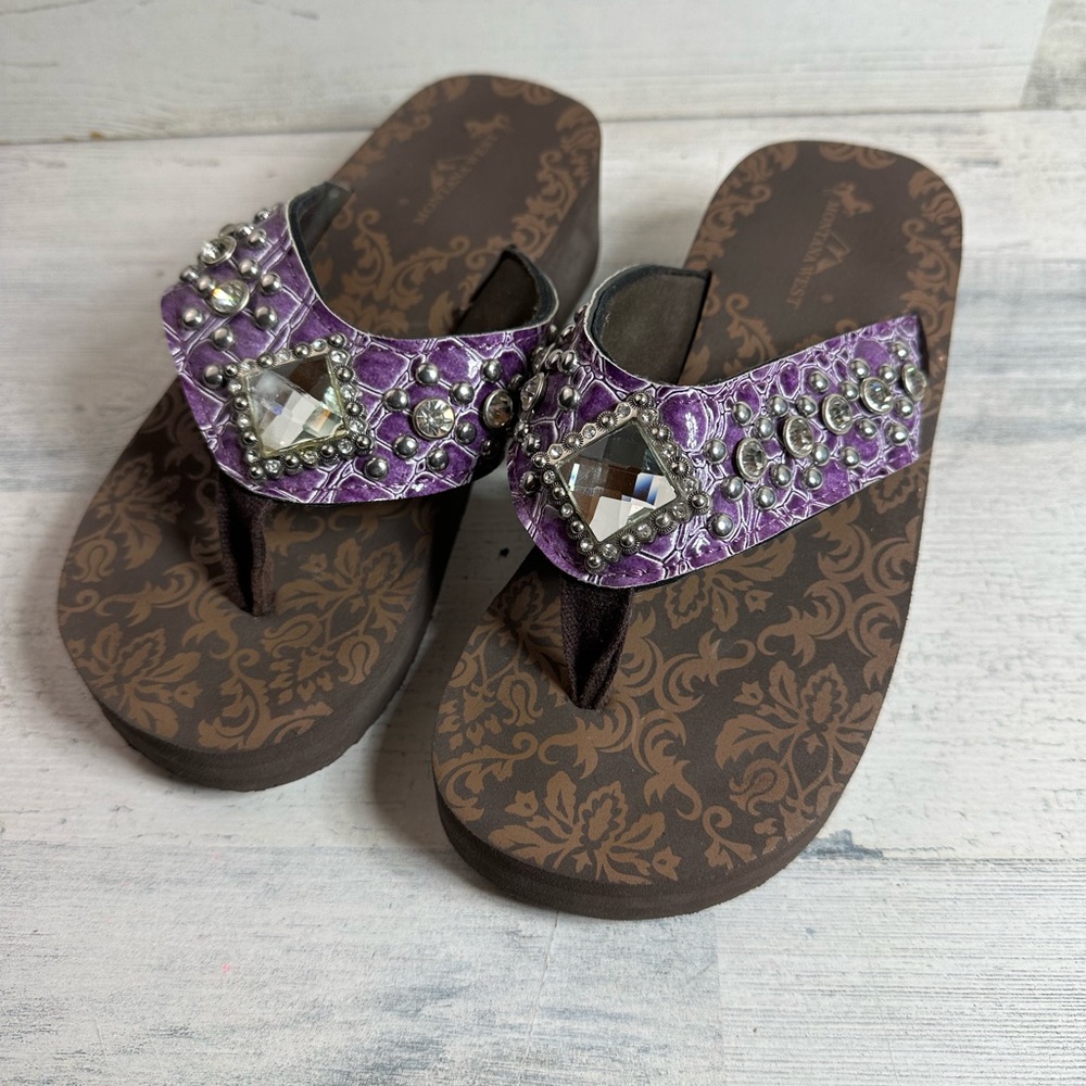 Montana west purple rhinestone flip flop